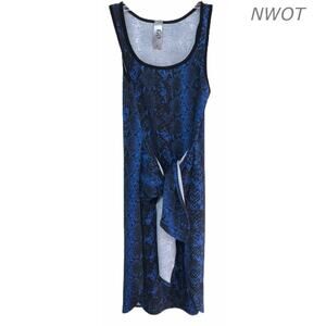 Go Couture Sleeveless Tank Midi Dress Blue Snakeskin M